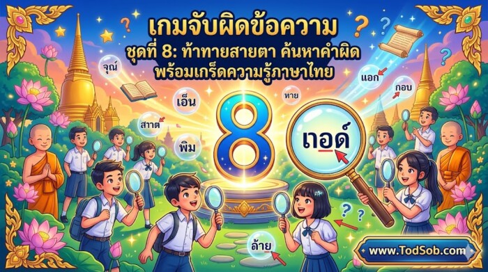 เกมจับผิดข้อความ ชุดที่ 8: ท้าทายสายตา ค้นหาคำผิด พร้อมเกร็ดความรู้ภาษาไทย
