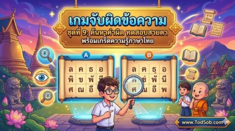เกมจับผิดข้อความ ชุดที่ 9: ค้นหาคำผิด ทดสอบสายตา พร้อมเกร็ดความรู้ภาษาไทย