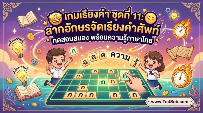 เกมเรียงคำ ชุดที่ 9: ลากอักษรจัดเรียงคำศัพท์ ทดสอบสมอง พร้อมความรู้ภาษาไทย